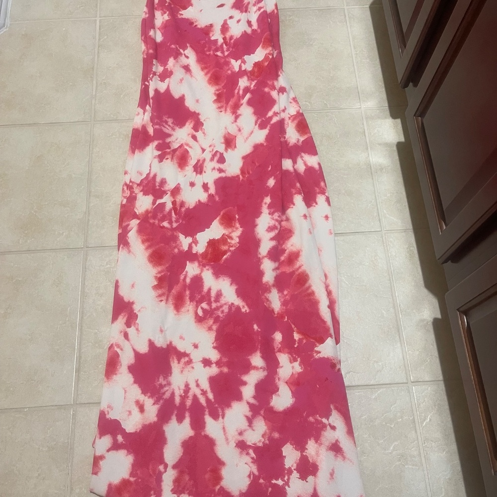 Thakoon Pink Tie-Dye Satin Slip Maxi Dress Size 2 (Retails $315) FLAW See Photos - Picture 11 of 16